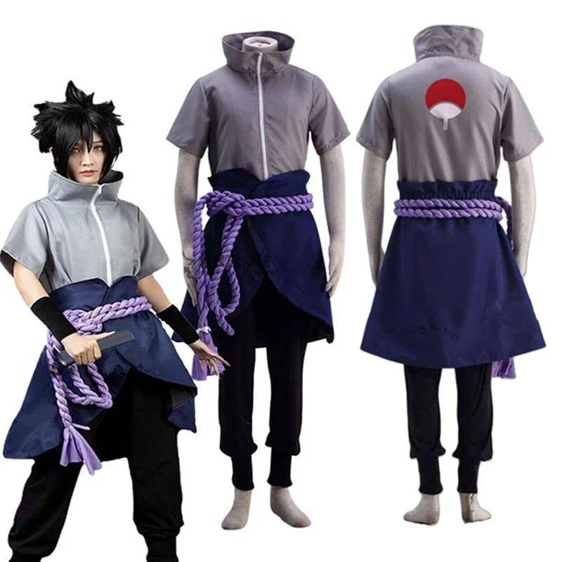 Anime Uchiha Sasuke Cosplay Dräkt Halloween Kostym Fest Rollspel Uniform Serietidningskläder Dräkt cm gray