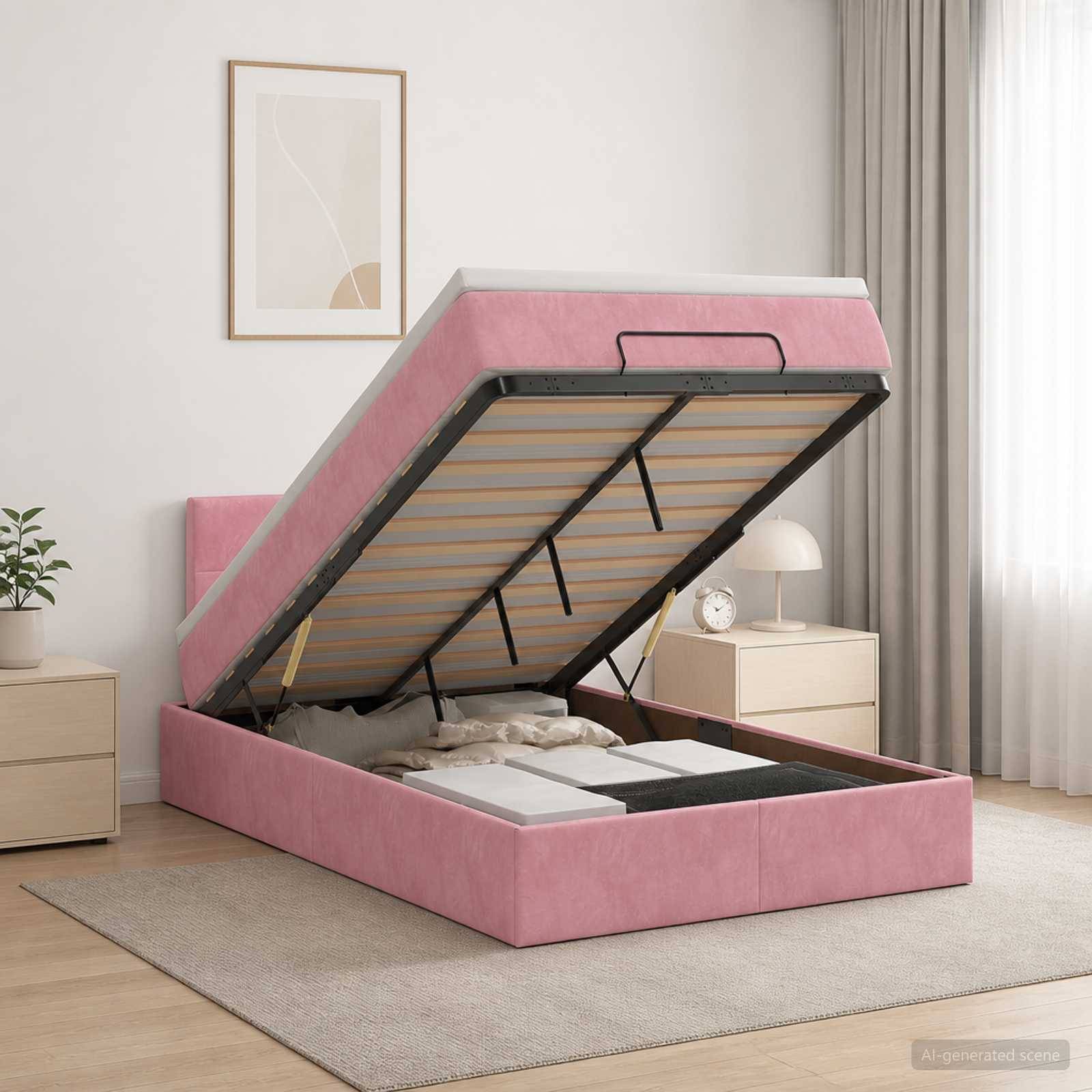 vidaXL Ottoman säng med madrass Rosa 120 x 190 cm Sammet