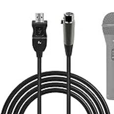 Geekria for Creators USB till XLR kvinnlig mikrofonkabel 10 fot / 3 M, kompatibel med FIFINE K688, AmpliGame AM8, Shure MV7, Samson Technologies Q2U, Rode PodMic, Balanced Mic Cord (svart)