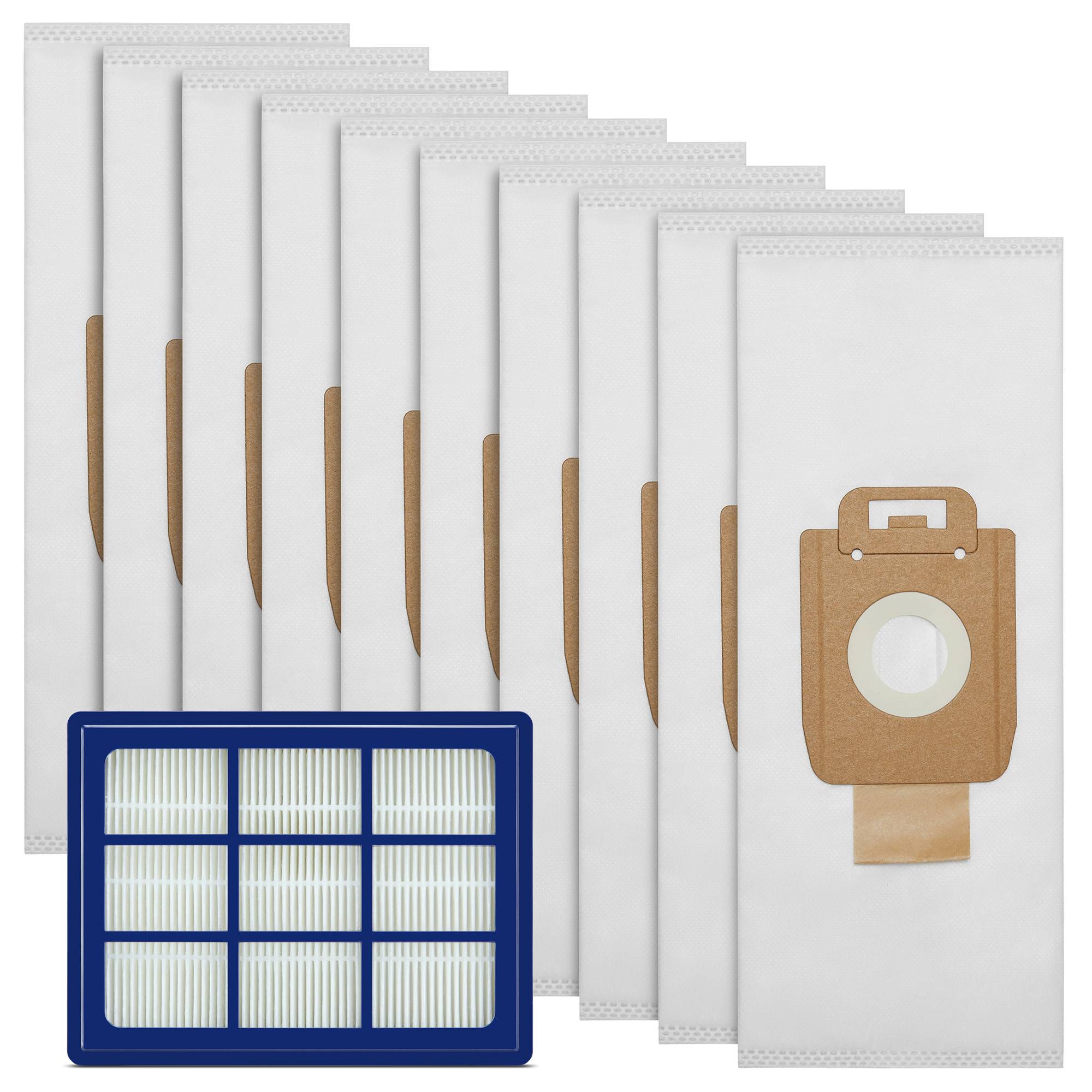 Städpaket: Dammsugarpåsar 10st + HEPA-filter - passar till Nilfisk Select