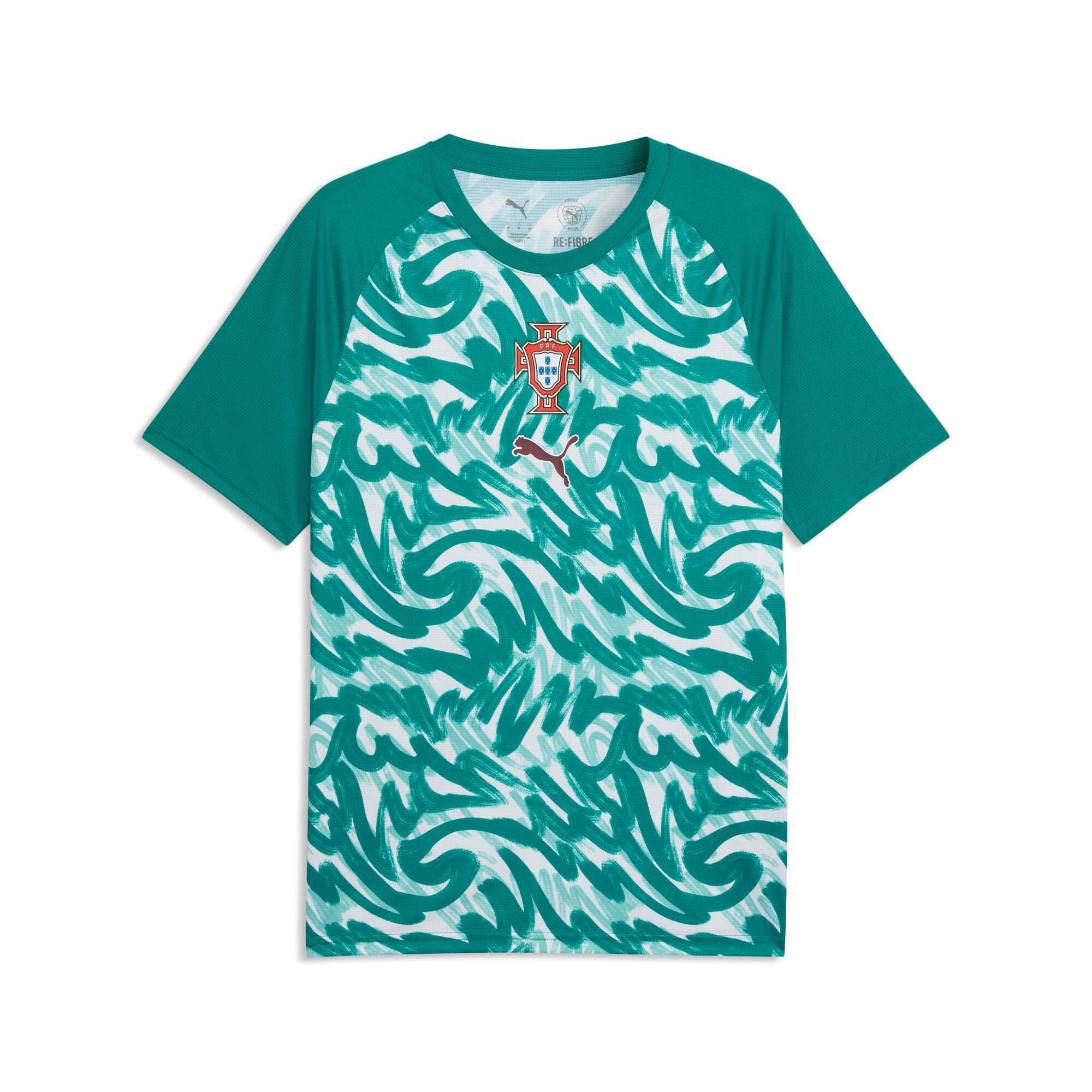 PUMA Portugal Warmup Jersey Men, Football, Green Lagoon/Ruby Shimmer, XXL