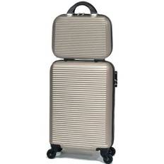 CELIMS FRANCE - Cabin Kuffert med Aftagelige Hjul og Week-End Toilettaske | Cabin Kuffert 45x36x20 Easyjet | Champagne
