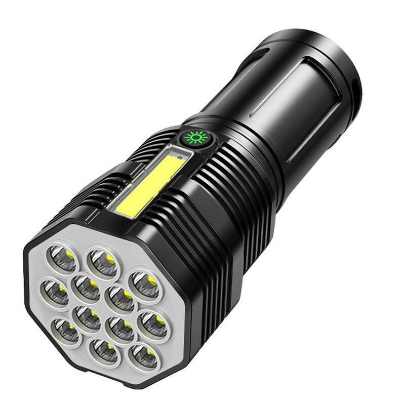 12LED Lysande Utomhus Bärbar LED Ficklampa med USB-laddning Supeljus Taktisk Fackla Nödljus Arbetslampa Skrivbordsbelysn