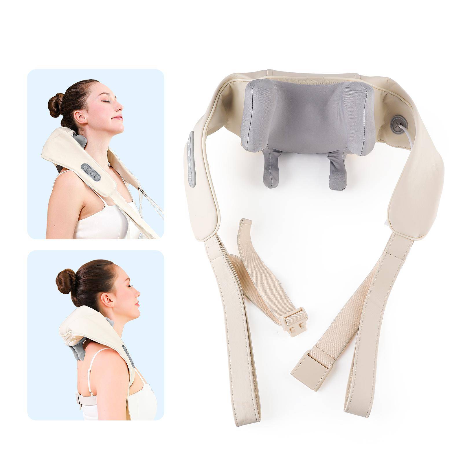 Foreverlily Neck And Shoulder Massager Wireless Neck And Back Shiatsu Kneading Massager Neck Cervical Relaxing Massage Shawl vit
