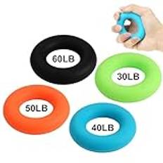 4 stycken styrkor med handtag och tränare, underarm fingerhandtagstränare, silikonringar handträning, grepp styrketräning, silikonringar för muskelträning sport, klättring, bouldering, fitness