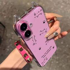 1 st. transparent mjukt mobilskal med katttass och vinkande katt, kattörondesign, stötsäkert krockkudde, 1,5 mm tjockt TPU-skal med hål för snodd, kom - Multifärgad (Multi-size)