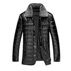 Winter Men's Jacket Raccoon Fur Collar Men Coat Mens Jackets Waterproof Jacket Men Leather Coat(M)