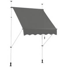 Udtrækbar solafskærmning med håndsving, højdejusterbar markise 150 x 120 cm grå
