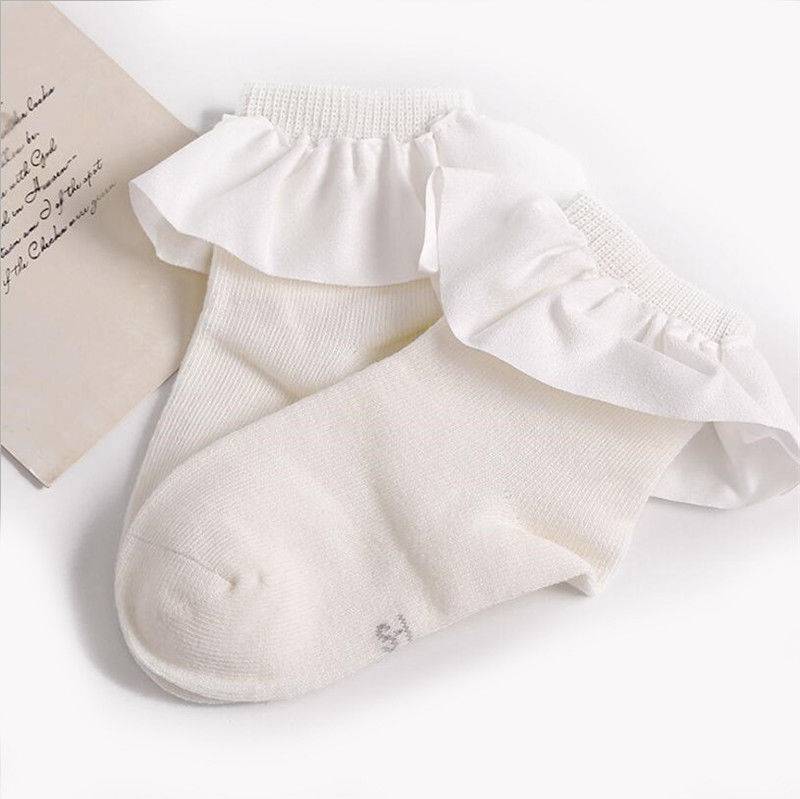 Pudcoco flickstrumpor baby småbarn barn flickor varma strumpor 100% bomullsstrumpor 2-8y 1pc - Vit / 2y to 4y