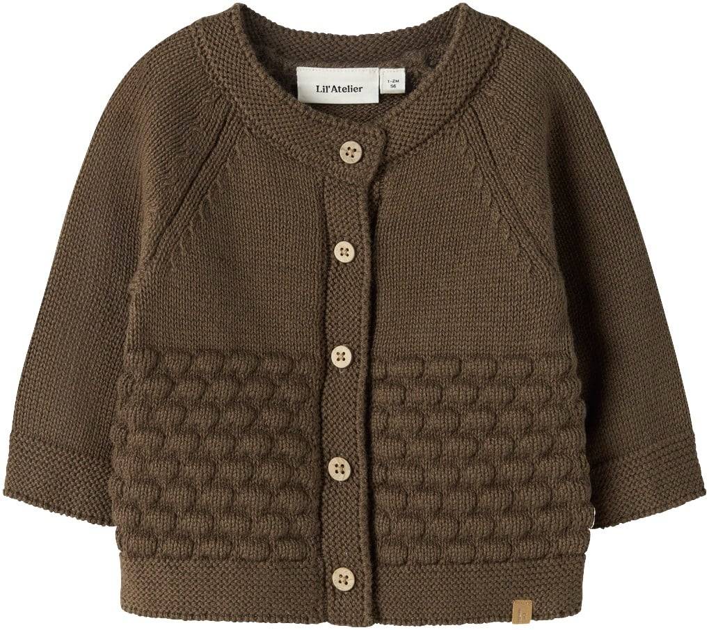 Lil' Atelier Nbnnobir LS Knit Card LIL Stl. 68 unisex - Stickat Från Magasin - Teak (68)
