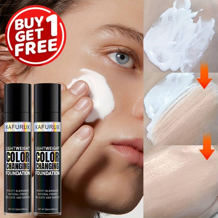 TEMU 2pcs Foundation For Women, Liquid Foundation Full Coverage, Color Changing Foundation, Nature, Change With Light Beige, Not Sticky, Lasting Makeup Foundation, Create , , Portable Travel Makeup