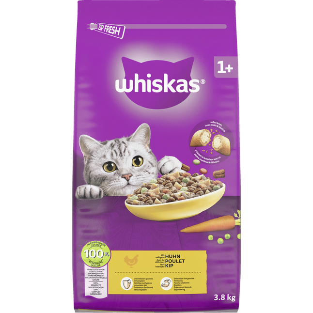 Whiskas 1+ med kylling, tørfoder 35.78 DKK/1 kg