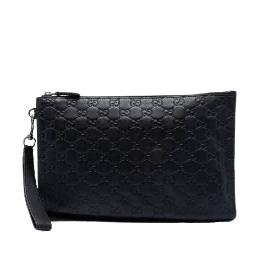 Gucci Vintage Pre-owned Præget Læder Clutch - Vintage - Dame - Sort - ONE SIZE - Læder