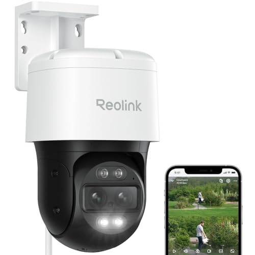 Reolink 4K Övervakningskamera Utomhus PoE Dubbellins PTZ, 6X Hybridzoom, 355° Panorering 90° Lutning, Mörkerseende Färg, Person/Fordon/Djuridentifiering, Automatisk Spårning, Reolink TrackMix PoE