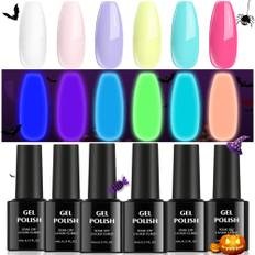 TOMICCA Night Glow Nagellack Set, 6 * 8ml Leuchtende UV LED Set, Homestay Nail Art Nagelsalon Design Maniküre Set
