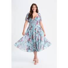 Scarlett & Jo Liz Peach Multi Print Bolero Wrap Bodice Midi Dress48