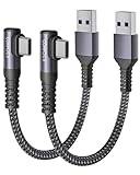 CONMDEX USB till USB C-kabel, rätvinklig 30 cm/0,3 m, 10 Gbit/s, typ-C, Android Auto, USB 3.1 Gen2 3.1A, QC3.0 A till C, snabbladdning, för iPhone 15 Pro, max Samsung Note20, Galaxy S23/S22/S21, Pixel