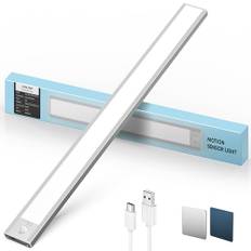 LROLTEF LED-underskåp kök ljus - 50 cm rörelsesensor för garderob - 3 000 mAh dimbar lampor för kök vardagsrum trappor sovrum | 1 st silver