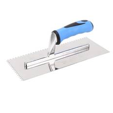 4mm Square Notch Trowel Stainless Steel Hand Notch Trowel with Soft Handle for Cement Concrete