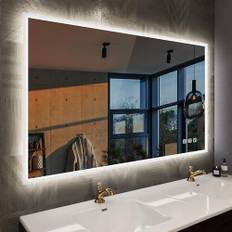 STARLEAD Bad-Spiegel-mit-Beleuchtung 100x70 cm, Spiegel-Bad-mit-Beleuchtung und Bluetooth, Entfoggen, Led-Spiegel-Bad mit 3 Lichtfarben, Dimmbar, Speicherfunktion, Horizontal/Vertikal, HD Hartglas
