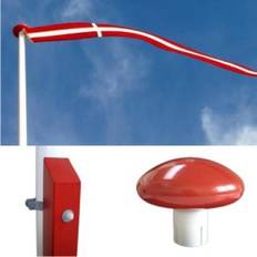 Flagstang i glasfiber med rødmalet egetræsstøtte og beslag - 6 meter