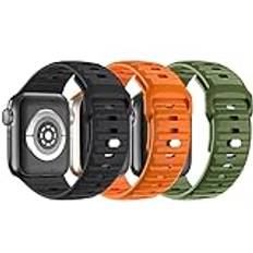 Sportremmar kompatibla med Apple Watch Ultra Straps 49 mm, mjuk silikonrem för iWatch serie 8 7 6 5 SE 4 3 2 1, ersättning vattentäta armband 49 mm 45 mm 44 mm 42 mm för män kvinnor