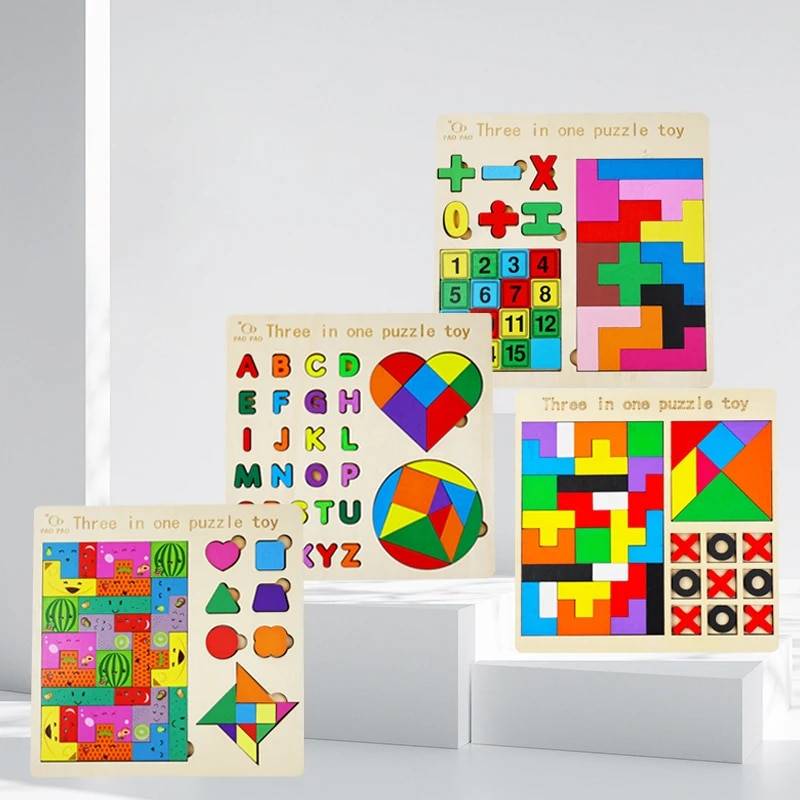 3 In 1 Wooden Puzzles Color Cognitive Sorting Mathematical Calculation Intelligence Puzzle Jigsaw Board For Kids