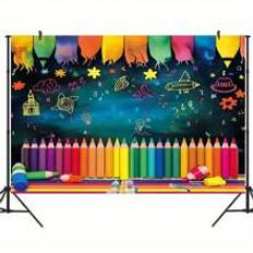 1pc, Welcome Photo Pavilion Banner - Colorful Pen And Blackboard Graffiti Design, Perfect For Party Decoration