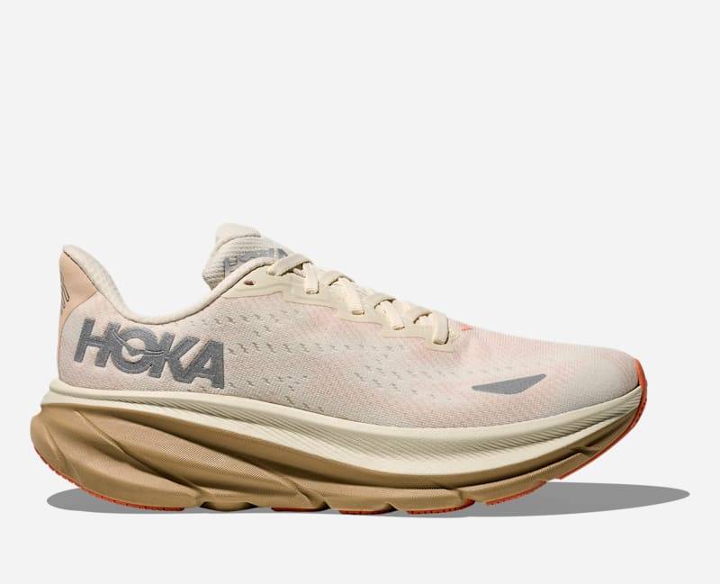 HOKA Clifton 9 GORE-TEX Schuhe für Damen in Eggshell/Khaki Größe 42 2/3 | Straße