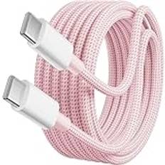Txtcu USB-C till USB-C-kabel på 5 m, 60 W, USB Typ-C-laddningskabel, snabbladdningskabel iPhone 15 kompatibel med iPhone 15/Plus/Pro Max, Samsung Galaxy S24/S23/S22, Pixel 7 Pro, MacBook Pro 2021 och