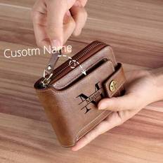 Personalized Men Wallet Custom Engraved Birthday/Anniversary Wallets For Men Leather Bifold Unique Customized Gift Idea For Husband BF On Thanksgiving - Multicolor