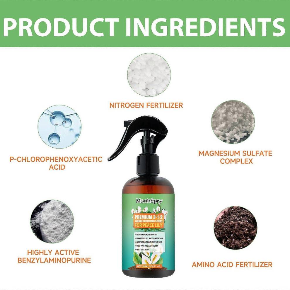 Premium 3-1-2 Liquid Fertilizer Spray for Peace Lily, Outdoor Indoor Lily Cultivation Rooting Nutrient Fertilizer Supplement Spray