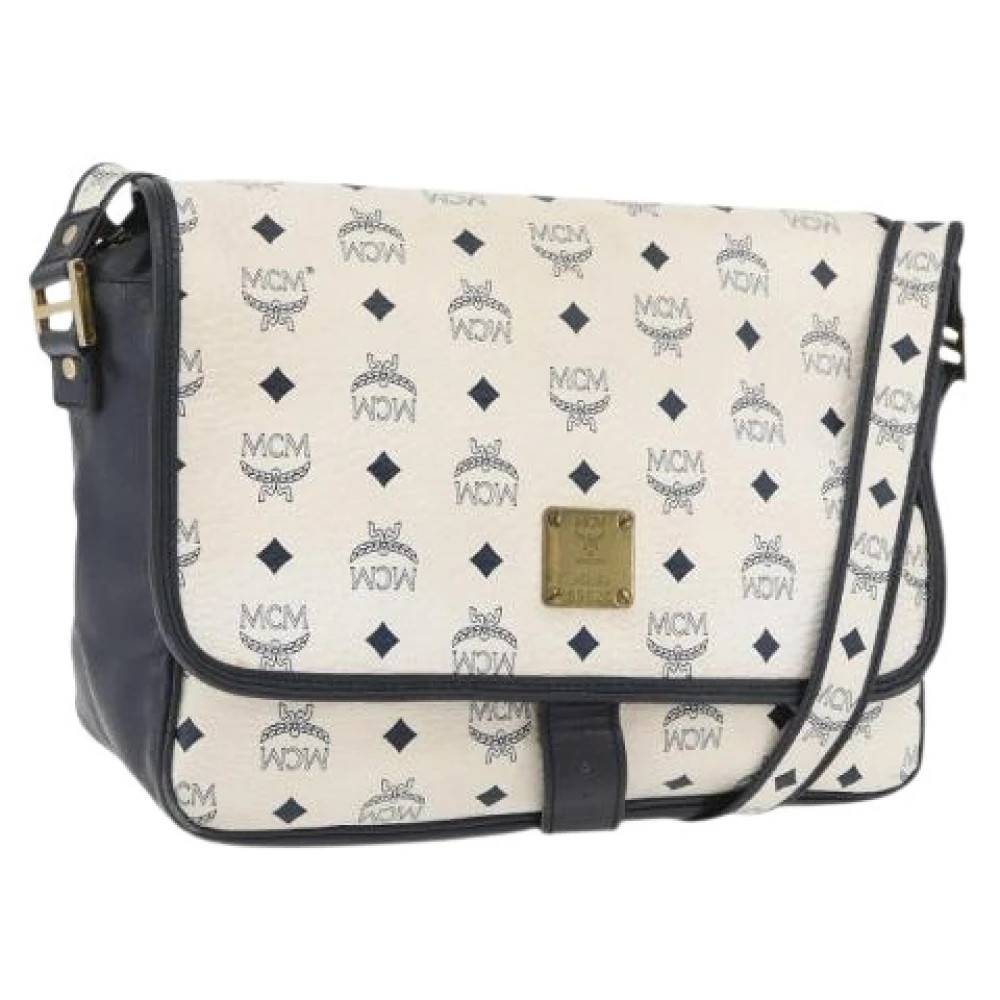 MCM Pre-owned Pre-owned PVC Læder Skuldertaske - Vintage - Dame - Hvid - ONE SIZE - Uld