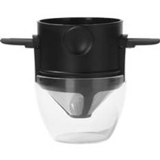 Bärbart kaffefilter hopfällbart droppkaffe tehållare papperslös kopp kaffebryggare droppare kaffefilter kaffetillbehör - Svart med hållare