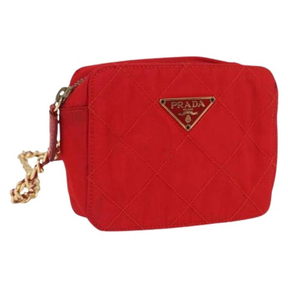 Prada Vintage Pre-owned Vintage Pouch - Vintage - Dame - Rød - ONE SIZE - Uld