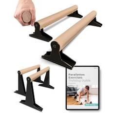 PULLUP & DIP Holz Parallettes, Low & Medium Minibarren Handstand Barren mit ergonomischem Holz Griff, Liegestützgriffe Push-up Bars für Calisthenics und Turnen, In- und Outdoor (Low Parallettes)