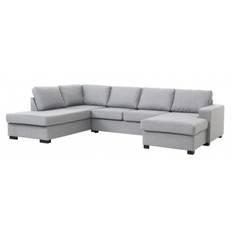 Detroit set 4 U OE left sofa, m. chaiselong - lys granitgrå polyester stof og sort træ