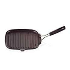 Le Creuset Emaljerad fyrkantig grillpanna i gjutjärn, för matlagning med låg fetthalt på alla koktyper inklusive induktion, 24 cm, satin, svart, 20054000