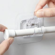 2ST/4ST Gardinstångsfästen Ingen borrning, självhäftande gardinstångshållare Spikfria justerbara gardinstångskrokar Gardinhängare för badrum Kök Badru - Genomskinlig (Multi-size)