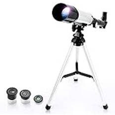 Teleskopgåva astronomiskt teleskop zoom 90X utomhus monokulärt rymdteleskop med stativ 360/50 mm tubkikare (50/360 blå) (50/360 silver)