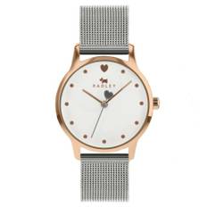Radley Quartz White Dial Silver Milanese Steel Charm Bracelet Gold Ladies Watch RY4411