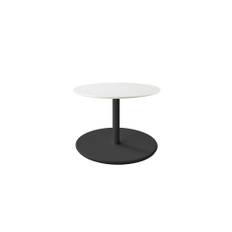 Cane-line - Go sofabord stor - Ø60 - Loungebord - Stel: Lavagrå aluminium / Bordplade: Hvid aluminium - Ø: 60 x H: 44 cm
