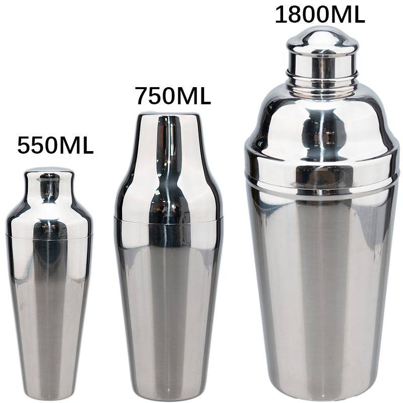 Boston-stil Cocktailshaker i Rostfritt Stål 550/750/1800ml Mixer för Vin Martini Fest Barverktyg