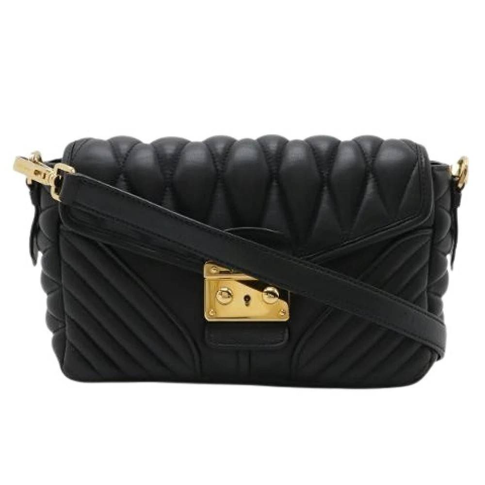 Miu Miu Pre-owned Pre-owned Nappa Biker 2way skuldertaske - Vintage - Dame - Sort - ONE SIZE - Uld