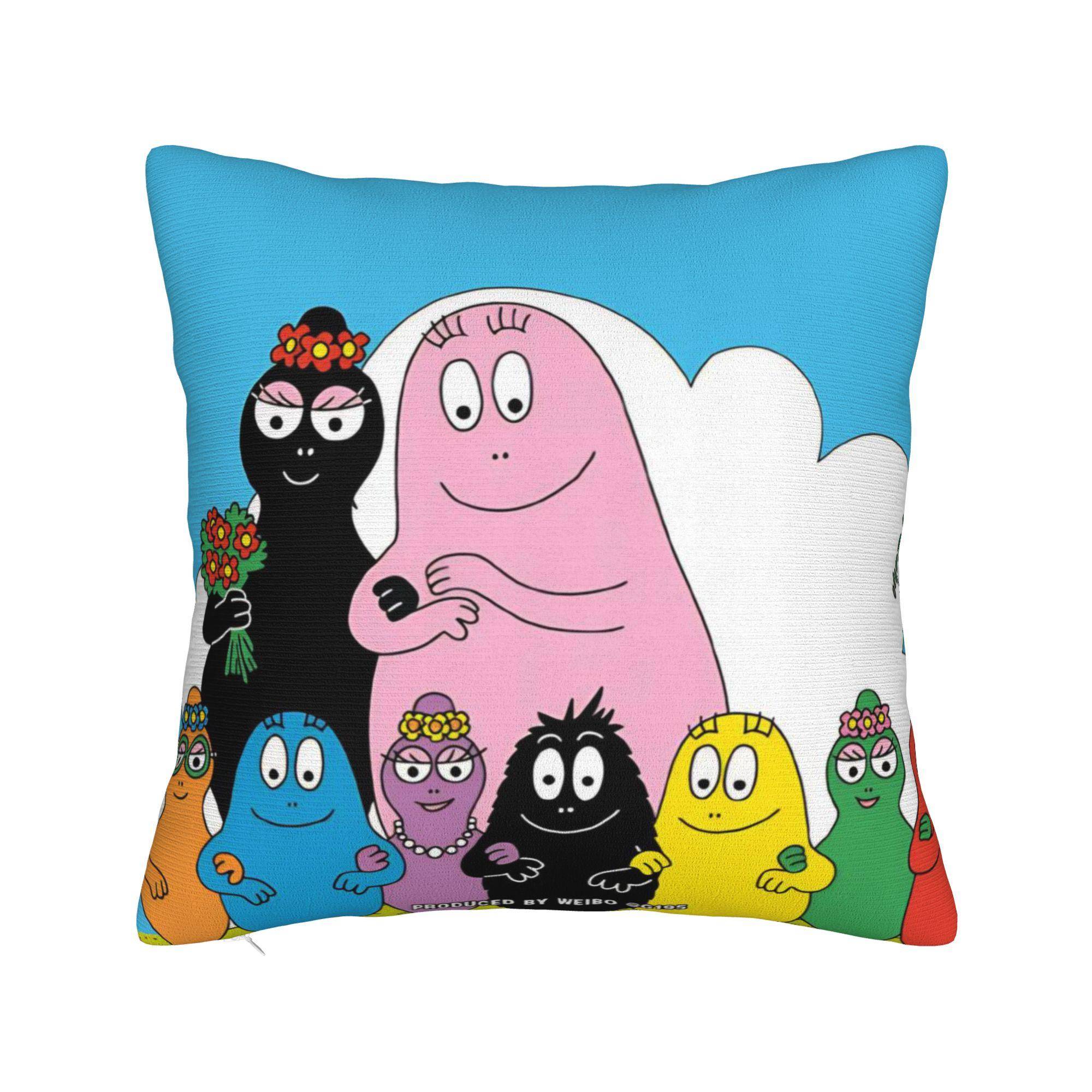 Dekorativa Kuddfodral Kawaii Barbapapa Tecknad Merch Soffa Kastkudde Fodral Dragkedja Flera Storlekar