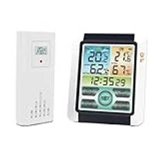 Vädertermometer, Digital Weather Station Clock Indoor Outdoor Weather Forecast Barometer Thermometer Hygrometer with Wireless Outdoor Sensor(One Drag One)