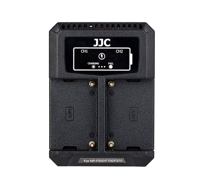 JJC USB-driven dubbel batteriladdare för Sony NP-F550/F750/F970/FM50/FM500H