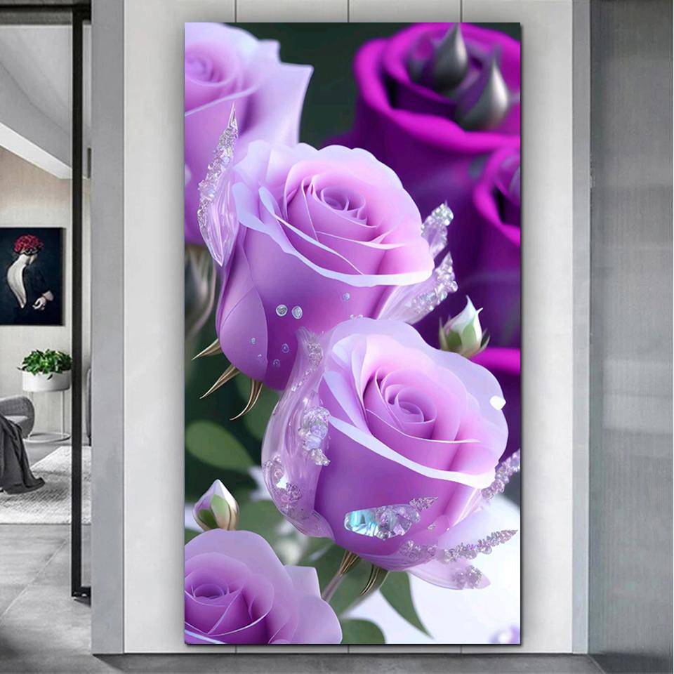 Färgglad ros 5D diamantmålning bild hel fyrkantig rund mosaik strass blommor korsstygn DIY Väggdekor broderi