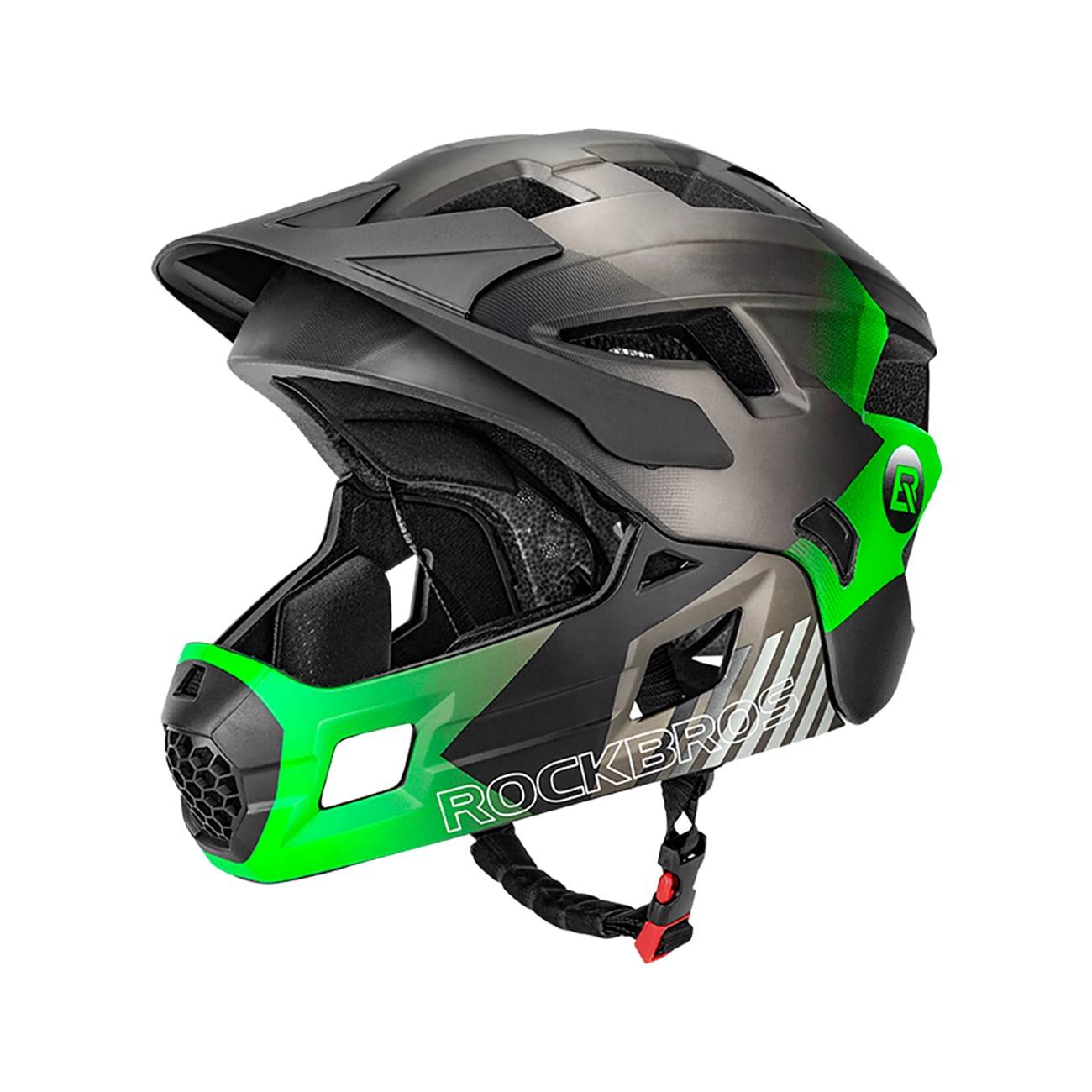 Rockbros TS-61 10110061004 Børnecykelhjelm med aftagelig hage Størrelse M (54-57) - Grøn.