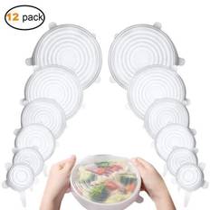 Weiqiao® 12 Pcs Couvercles en Silicone Extensibles Réutilisable Universel Conservation Alimentaire Pour Micro-ondes Frigo - Transp